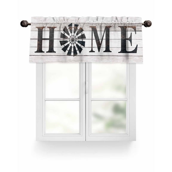 Vintage Windmill HOME Kitchen Valances for Windows Rustic Farmhouses Wood Valance Curtains  for Kitchen /Living Room/Bedroom/ Bathroom Decor, 54"x18 " ,Rod Pocket 1 Panel,