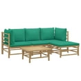 thumbnail image 2 of vidaXL 5 Piece Patio Lounge Set with Green Cushions Bamboo, 2 of 9
