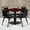 Mahogany Top/Black Vinyl Seat, variant on BizChair 36'' Square Mahogany Laminate Table Set with Round Base and 4 Black Trapezoidal Back Banquet Chairs