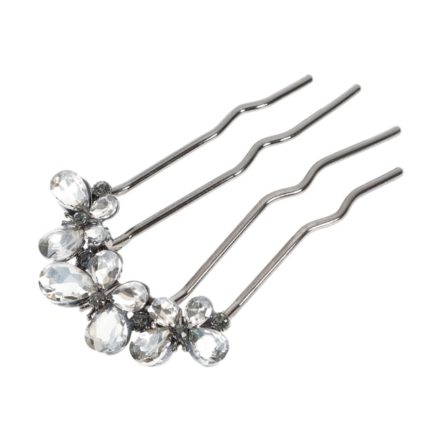 Peines Decorativos Unique Bargains Peine de Mariposa con Piedras de Strass Accesorio de Peinado Lateral de Novia para un Estilo Elegante Negro Gris