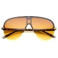 thumbnail image 1 of sunglassLA Unisex Oversize Flat Top Semi-Rimless Frame Shield Aviator Sunglasses (Tortoise / Amber) - 70mm, 1 of 4