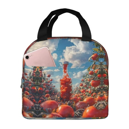 Insulated Lunch Bag for Women Men - Tomato Field Bottle Leakproof Cooler Lunch Box for Women Men  Lunch Tote Bags for Work School Picnic Travel