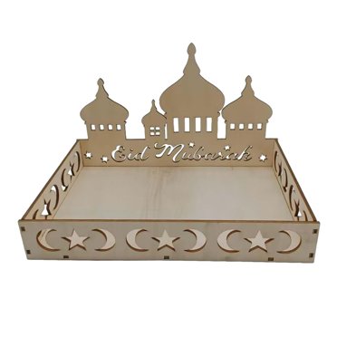simhoa Ramadan Serving Tray Moon Stars Food Tray Decoration Ramadan Tray for Cupcake A