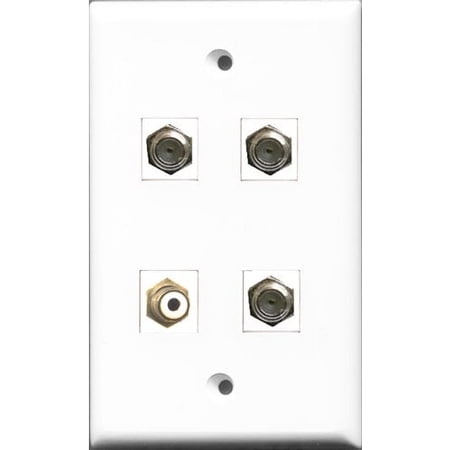 RiteAV 1 Port RCA White 3 Port Coax Cable TV- F-Type Wall Plate