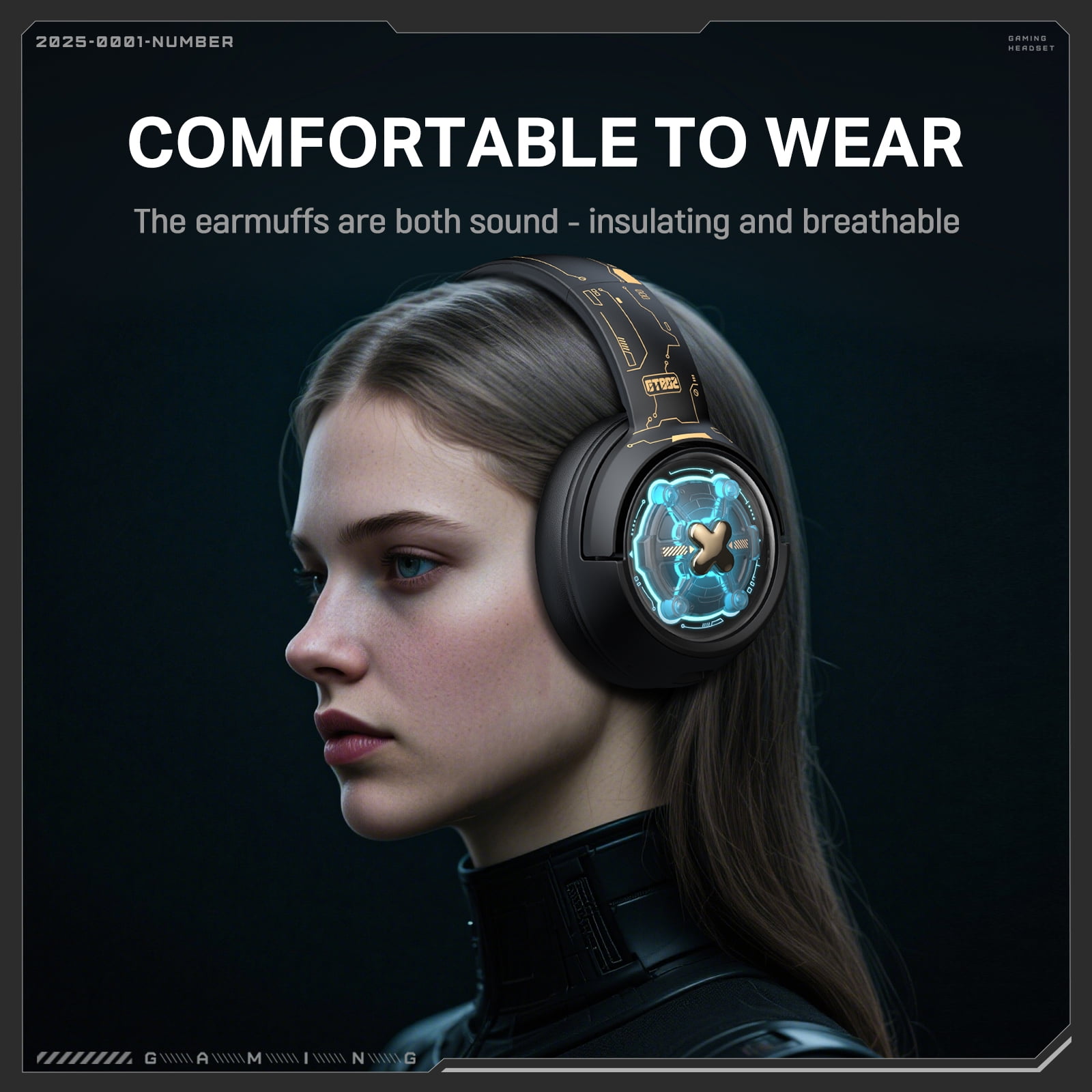 Wireless Gaming Headset for PS5/PC/PS4/Switch,Wired/2.4G/Bluetooth Gaming Headphones with Mic/Surround Sound/Space Capsule Design and Cool Linght/1000mAh Large Battery/Black