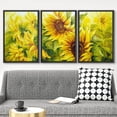 thumbnail image 2 of wall26 - 3 Piece Framed Canvas Wall Art - Sunflowers in Oil Painting Style - Modern Home Art Stretched and Framed Ready to Hang - 24"x36"x3 Black, 2 of 5