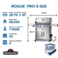 thumbnail image 2 of Napoleon Rogue PRO-S 525 4-Burner Stainless Steel Natural Gas Grill with Infrared Side and Rear Burners, 2 of 14