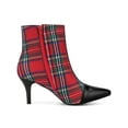 thumbnail image 3 of BLISSFUL STEP Bottines à Talons Aiguilles à Bout Pointu à Carreaux pour Femmes Rouge Vert (Taille 7.5), 3 of 6