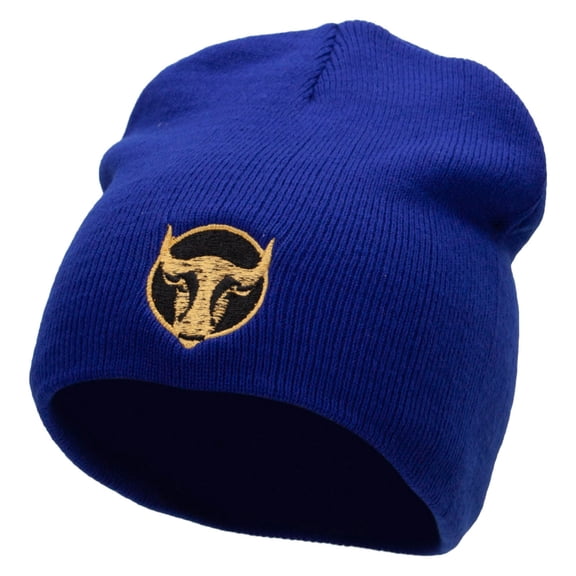 Bull Face Embroidered 8 Inch Short Beanie - Royal OSFM