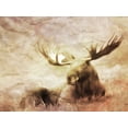 thumbnail image 2 of Villa, Milli 18x15 Gold Ornate Wood Framed with Double Matting Museum Art Print Titled - Moose Relaxing, 2 of 4