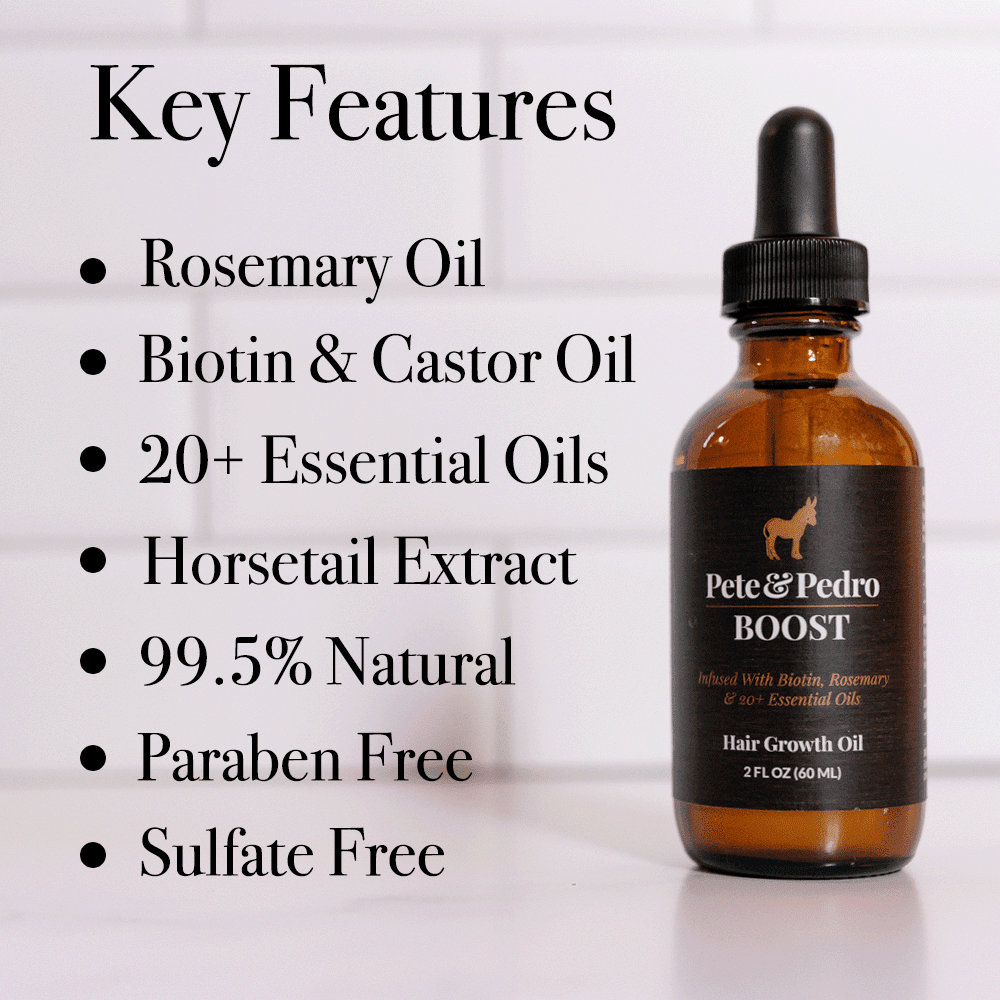 Pete & Pedro BOOST Hair & Beard Growth Strengthening Serum With Biotin & Rosemary, 2 oz