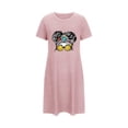 thumbnail image 4 of Sakmal Womens Moomoo Nightgown Loose Lightweight Pink Cute Nightwear Short Crew Neck Cartoon Print Short Sleeve Nightgowns S-2XL, 4 of 5