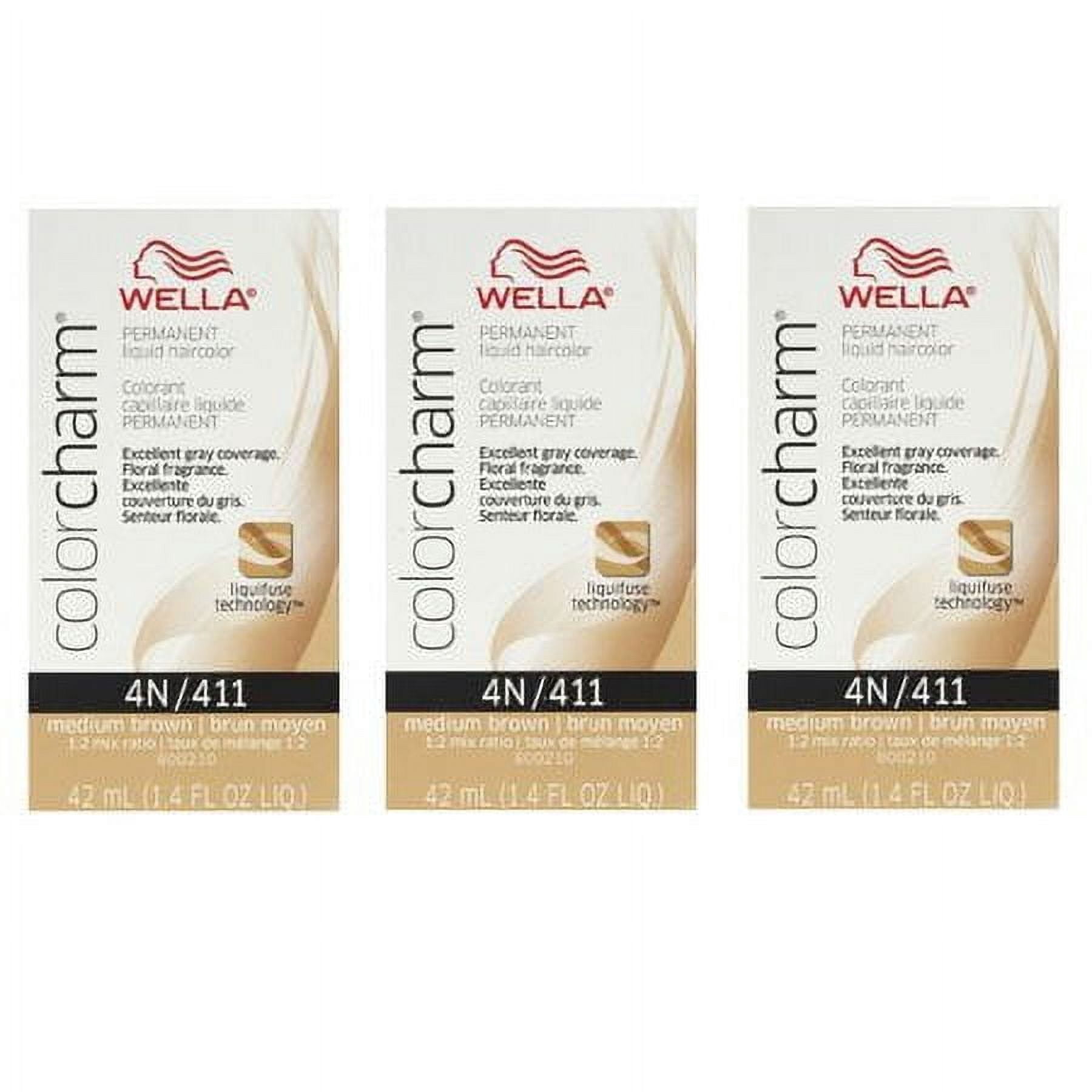 Wella Color Charm Liquid Hair Color, 4n/411 Medium Brown, 1.4 fl oz, 3 Pack
