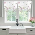 thumbnail image 5 of Spring Wildflowers Tie Up Curtain 63 Inches Long, Blue Morocco Pink Flower Plant Country Balloon Style Kitchen Window Curtain Over Sink, Small Window Rod Pocket Curtain 46"x63", 5 of 9
