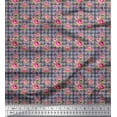 thumbnail image 1 of Soimoi Viscose Chiffon Fabric Check,Leaves & Peony Floral Printed Craft Fabric by the Yard 42 Inch Wide, 1 of 1