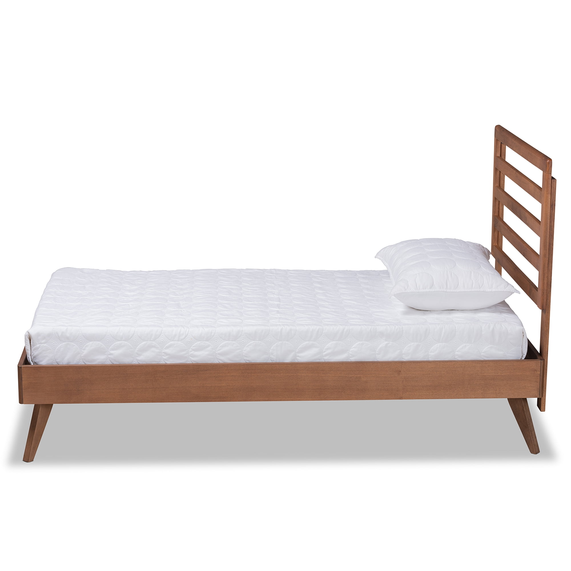 Baxton Studio Shiro Mid-Century Engineered Wood Platform Bed, Twin, Ash Walnut