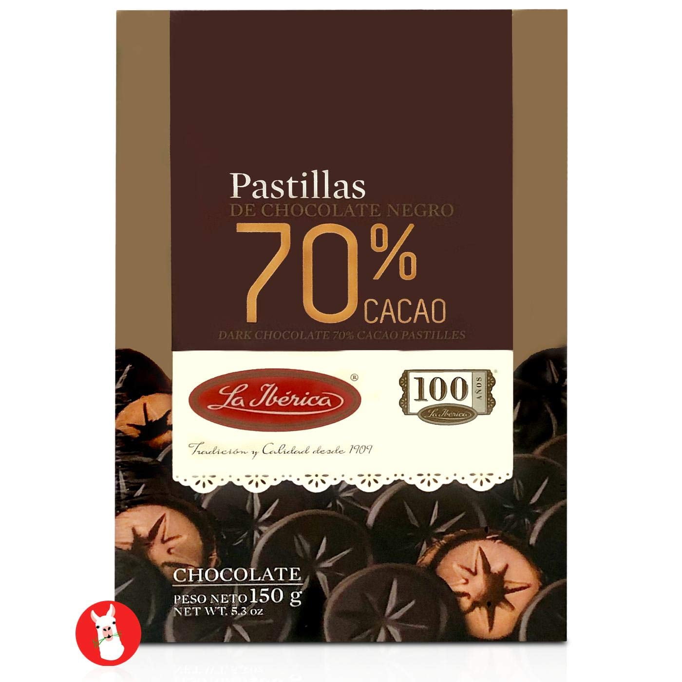 La Iberica Pastillas de Chocolate Negro 70% Cacao Peruano 5.3 oz | Dark Chocolate 70% Peruvian Cocoa Pastilles 3 Pack