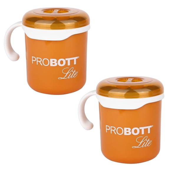 Lite Cuppa Stainless Steel Mug With Lid Pack Of 2 - 280ml Each, Orange | Stylish Cup Ideal For Hot & Cold Coffee, Tea - BPA Free Desk Mug | Non-toxic, Easy To Clean, Portable & Lightweight
