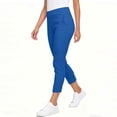 thumbnail image 4 of HongQid Women's Cropped Pants Elastic Waist Rolled Hem High Waisted Casual Work Petite Capri Trousers with Pockets, 4 of 7