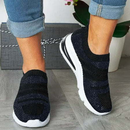 

eczipvz Womens Shoes Slip On Breathe Mesh Walking Shoes Women Fashion Sneakers Comfort Wedge Platform Loafers