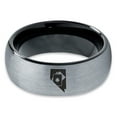 thumbnail image 2 of Tungsten Nevada The Silver State Playing Cards Band Ring 8mm Men Women Comfort Fit Black Dome Brushed Gray Polished, 2 of 4
