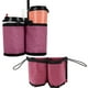 thumbnail image 1 of Portavasos de viaje para equipaje con capacidad para dos tazas, carrito plegable y lavable para equipaje, portavasos para maletas de todos los tamaños, asas, color rojo rosa, 1 of 12