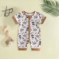 thumbnail image 2 of KPOPLK 0-24 Months Baby Girl Boy Solid Color Romper Short Sleeve Jumpsuit Bodysuit One-Piece Unisex Newborn Infant Clothing Size 6-12 Months,Brown, 2 of 4