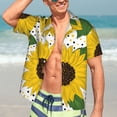thumbnail image 4 of Uemuo Sunflowers Printed Regular Fit Short Sleeve Casual Hawaiian Shirt for Men,Aloha shirt,Tropical shirt,Floral print shirt,Vacation Beach shirt-3X-Large, 4 of 9