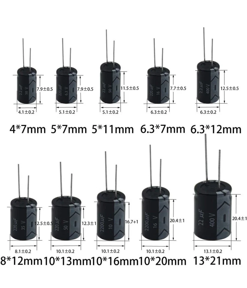 CIRCLE- 330 Pcs 20 Values Smd Aluminum Electrolytic Capacitor Assorted Kit 1Uf - 1000Uf