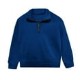thumbnail image 5 of JUSLIO Boys Hoodie Collar Half Zip Hoodless Sweatshirt Solid Color Athletic Long Sleeve Tops Sweatshirts Blue(5 Years）, 5 of 9