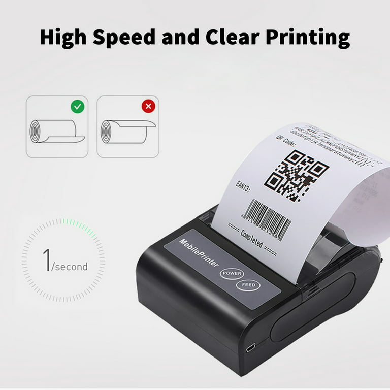 Andoer Portable 80mm Thermal Receipt Printer Bill POS Mobile Printer with  Rechargeable Battery Support ESCPOS Compatible with Android iOS Windows for