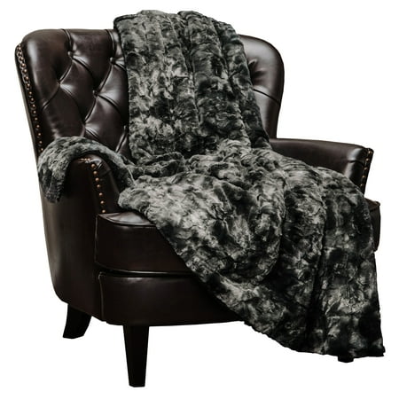 Chanasya Wolf Pattern Tie-Dye Faux Fur Throw Blanket -