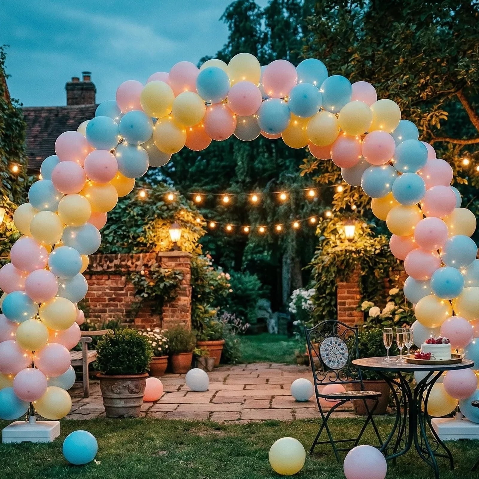 Kicpot Balloon Arch Kit with Stand, 10FT Wide 9FT Tall, Complete Balloon Garland Set for Baby Shower, Gender Reveal, Wedding & Party Decorations