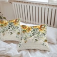 thumbnail image 6 of Throw Pillow Covers 18x18 Inch Set of 2, Sunflowers Waterproof Outdoor Pillow Covers, Spring Floral Eucalyptus Leaves Summer Botanical Decorative Cushion Pillowcases for Couch, Sofa, Bed, Patio, 6 of 9