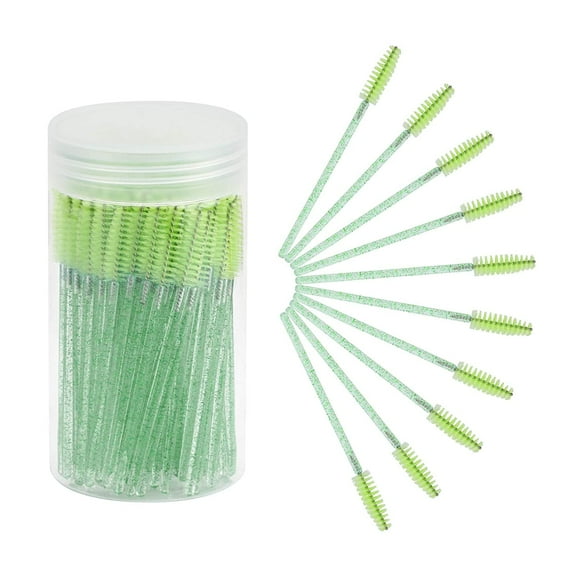 100PCS Disposable Eyelash Brush, Mascara Wands Makeup Brushes Applicators Kits for Eyelash Extensions and Eyebrow Brush with Container (Green)