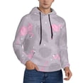 thumbnail image 2 of Kdxio Pink Flamingo Print Mens Casual Hooded Collar Drawstring Hoodies Pullover Sweatshirts Casual Long Sleeve Shirts-Medium, 2 of 7