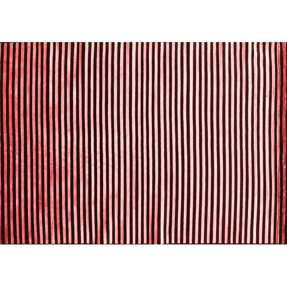 Ahgly Company Indoor Rectangle Abstract Red Contemporary Area Rugs, 4' x 6'