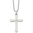 thumbnail image 2 of Chisel Stainless Steel Polished with 14k Gold Accent .02 carat Diamond Cross Pendant on a Ball Chain Necklace - 22" Natural Diamonds, 2 of 8