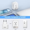 thumbnail image 2 of Adaptador de Corriente LENCENT Blanco con 4 Salidas CA y Cargador Tipo C USB para Europa, 2 of 7