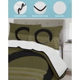 thumbnail image 4 of Quilts Twin Size Bedding Set, Olive Green Striped Lightweight Quilted Comforter, Black Geometric Vintage Stripes Ombre Soft Reversible Bedspread Coverlet with Pillow Covers for All Season, 68" x 86", 4 of 7