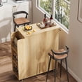 thumbnail image 2 of Spacious Storage & Versatile Design Kitchen Island Cart – Glass Door Cabinets, Drawer, Stainless Steel Top, Spice Rack,Mobile Counter Table – Entryway Organizer Cabinet – Natural Wood Color, 2 of 8