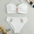 thumbnail image 3 of 1 Set Women Sexy Bikini Set Rhinestone Inlaid Chain Decor Halter Bra High Waist Briefs Set Quick Drying Swimwear Beachwear, 3 of 6