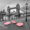 thumbnail image 2 of Frank, Assaf 12x12 White Modern Wood Framed Museum Art Print Titled - Pink umbrellas, Tower bridge, London, 2 of 4