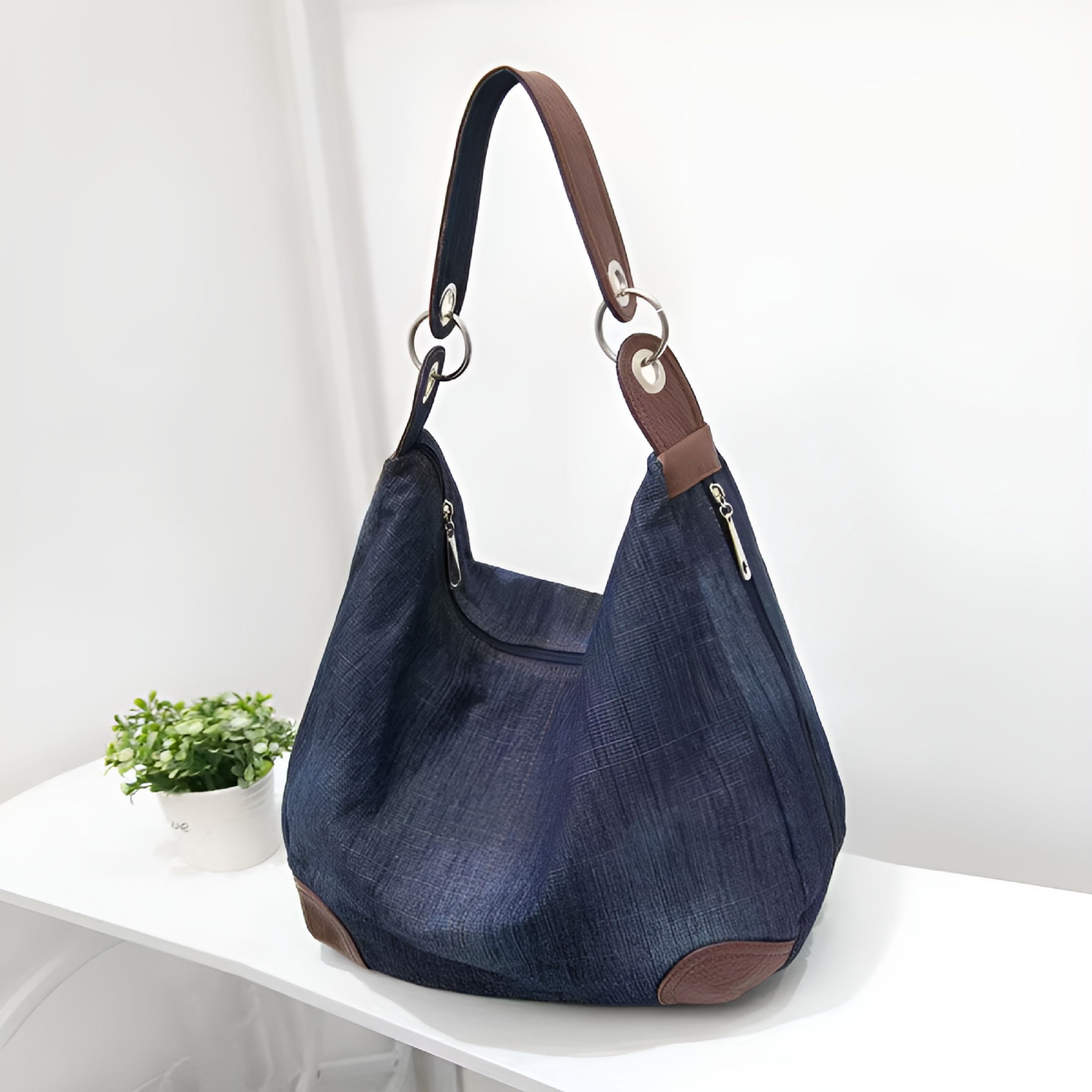 GASTROPOD Women'S 95% Cotton Geometric Casual Luxury Denim Handbag Denim Purses for Women