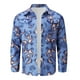thumbnail image 3 of Camisas s Para Hombre Manga Larga Top de otoño e invierno para hombre, camisa de tamaño con estampado de botones, bolsillo de solapa, abrigo informal, chaqueta, blusa superior, camisas (Blue, XXL), 3 of 3