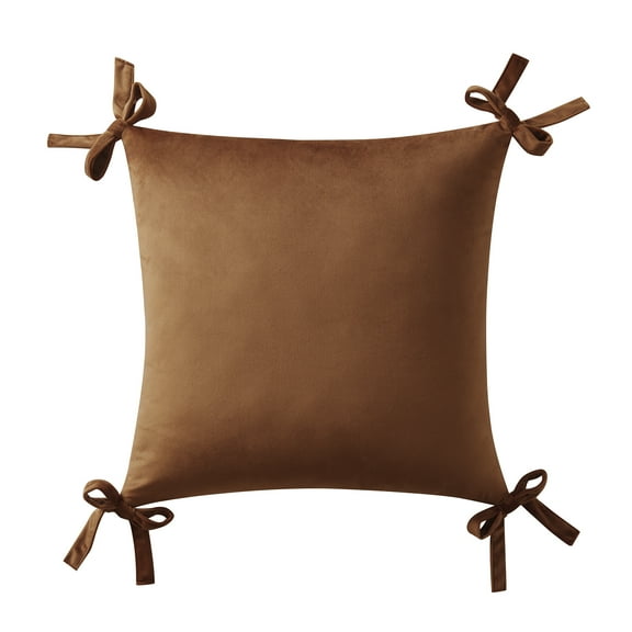 My Texas House 20" x 20" Ginger Velvet Bow Decorative Pillow Cover