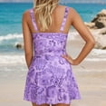 thumbnail image 4 of Womens Swimdress Women's Print Floral Swimdress Swimsuits Tropical Beach Pool Swimwear Skirted Monokini with Control Swimdress Purple XL, 4 of 7