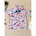 thumbnail image 4 of Wassery 4th of July Toddler Baby Boys Independence Day Outfits  Flag/Hat Print Button Shirt + Blue Casual Shorts 2Pcs 6M 1 2 3 4 5 Years Summer Casual Gentleman Clothes Set 0-3T, 4 of 9