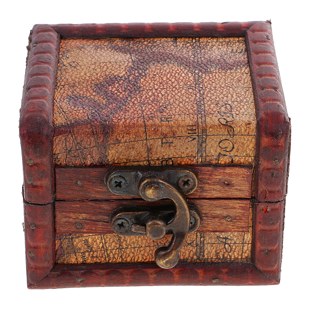 Small Vintage Jewelry Box Treasure Organizer Handmade Wooden Locking Case Gift 