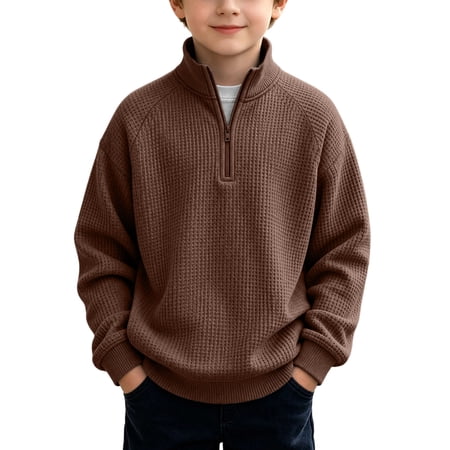 Boys Stand Collar Sweatshirts Classic Solid Color Tops Comfy Fashion Lightweight Casual Zip up Gym Sports Pullover Tops
